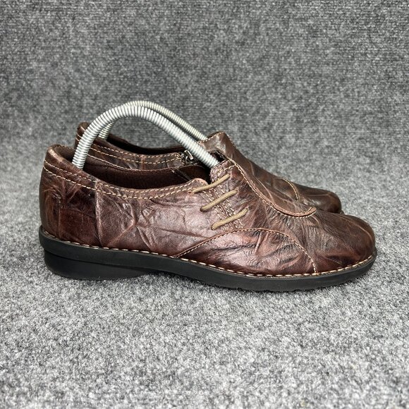 Clarks Bendables Loafers Women's Size 9.5 Brown Leather Inside Zip Slip On Shoes - Picture 1 of 11